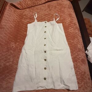 J. Crew White linen Buttoned Sundress